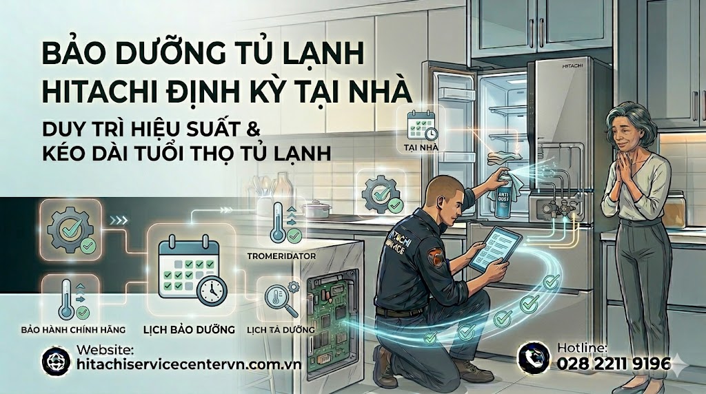 Dịch vụ bảo dưỡng vệ sinh tủ lạnh Hitachi Inverter chuyên nghiệp