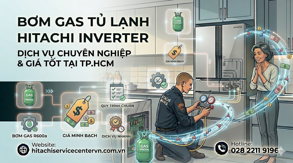 Bơm gas tủ lạnh Hitachi Inverter bao nhiêu tiền