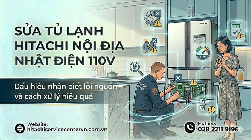 Sửa tủ lạnh Hitachi nội địa Nhật cắm nhầm điện 220V