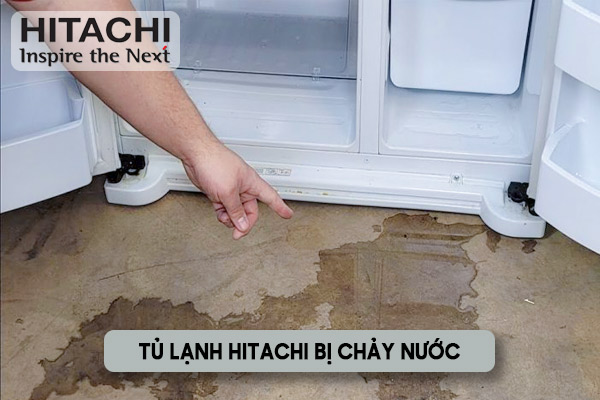 Sửa chữa tủ lạnh Hitachi Side by side chảy nước ra sàn nhà, thông tắc ống xả đá