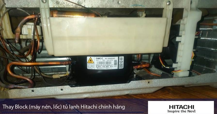 Thay mới block máy nén tủ lạnh Hitachi Inverter chính hãng