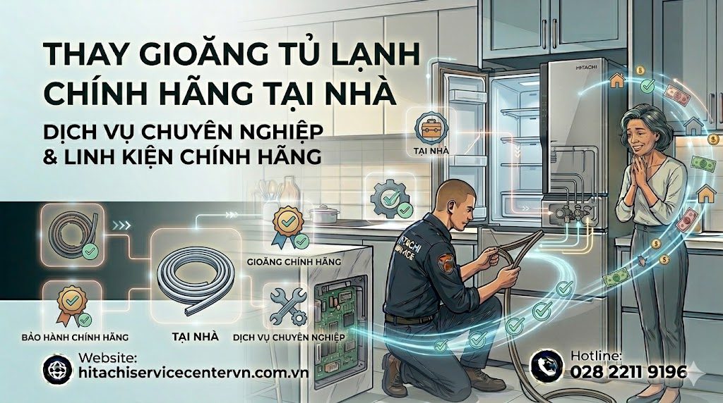 Thay gioăng ron cửa tủ lạnh Hitachi tại nhà