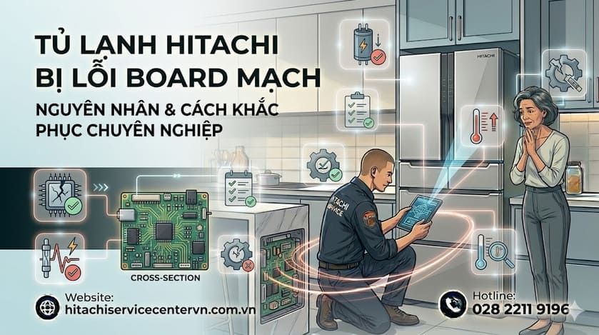 Nguyên nhân tủ lạnh Hitachi bị lỗi board mạch