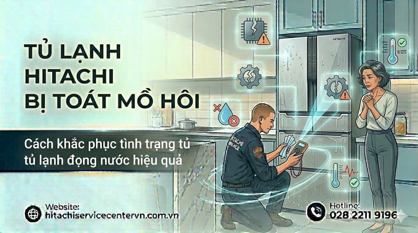 Tủ lạnh Hitachi bị toát mồ hôi đọng sương ngoài vỏ
